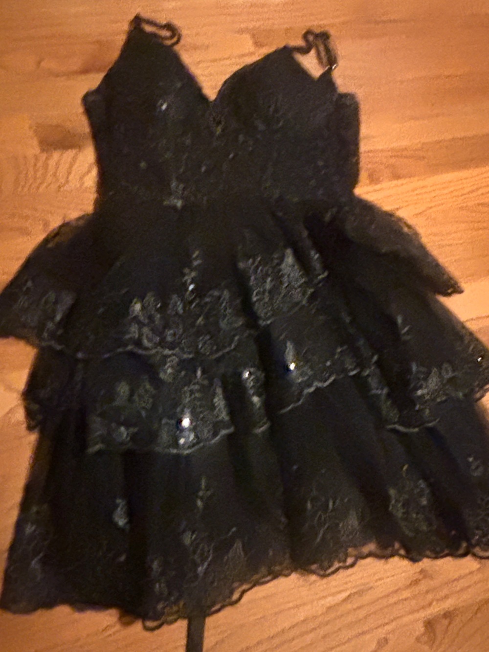 Sparkly Tiered Lace Tulle Formal Dress Spaghetti Straps Corset womens size 8